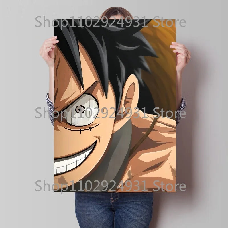 A colorful creative One Piece Luffy Zoro Poster printed on high-definition canvas, displayed as modern home wall art decoration.