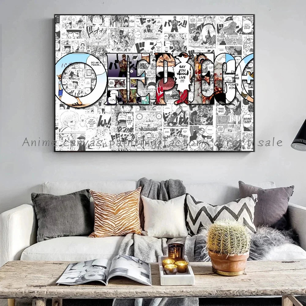 A high-definition One Piece Luffy Zoro Poster printed on canvas, displaying the anime characters Monkey D. Luffy and Roronoa Zoro for wall decoration.
