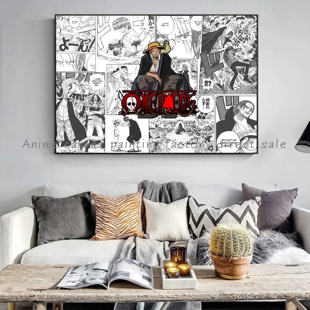 A high-definition One Piece Luffy Zoro Poster printed on canvas, displaying the anime characters Monkey D. Luffy and Roronoa Zoro for wall decoration.
