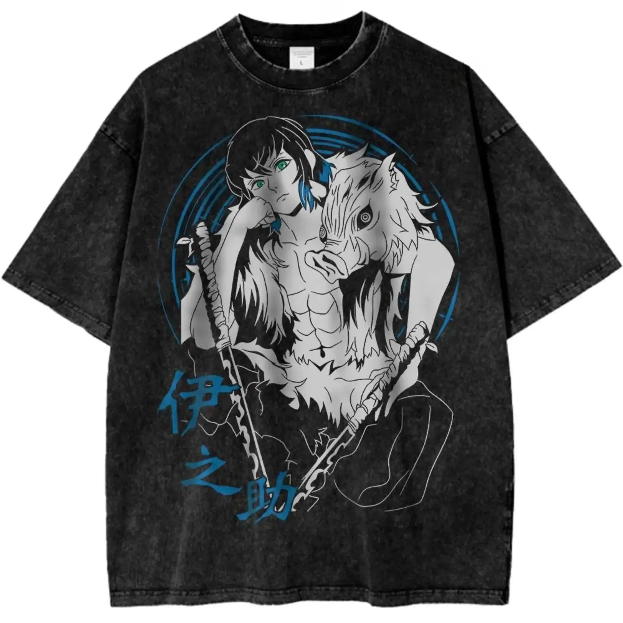 Acid Washed TShirt Streetwear Oversized Anime Graphic Tee