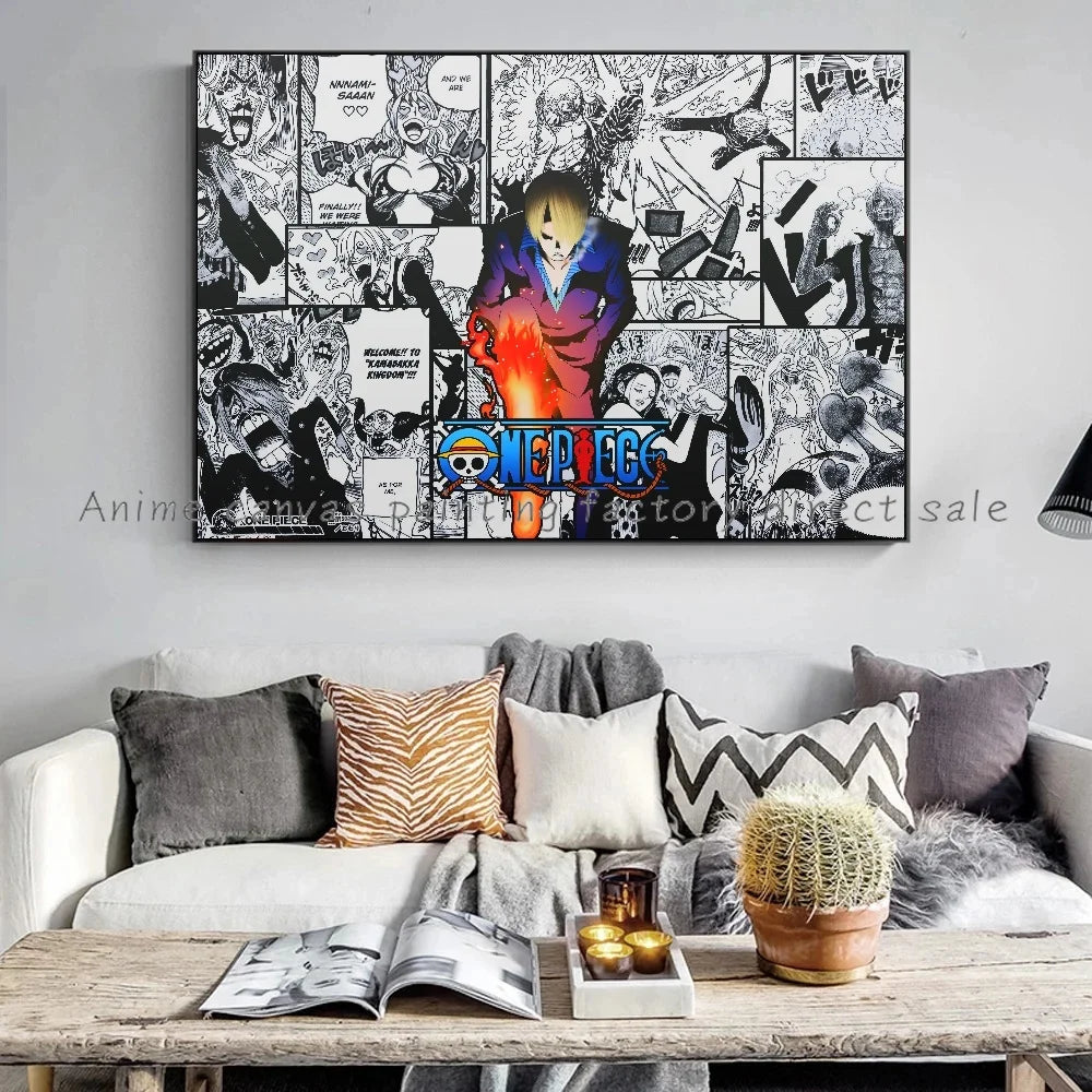 A high-definition One Piece Luffy Zoro Poster printed on canvas, displaying the anime characters Monkey D. Luffy and Roronoa Zoro for wall decoration.