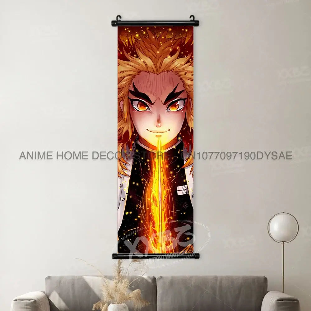 High-quality Demon Slayer Posters wall art scrolls featuring Hashira Kanroji Mitsuri, Iguro Obanai, and Tokitou Muichirou for home decor.