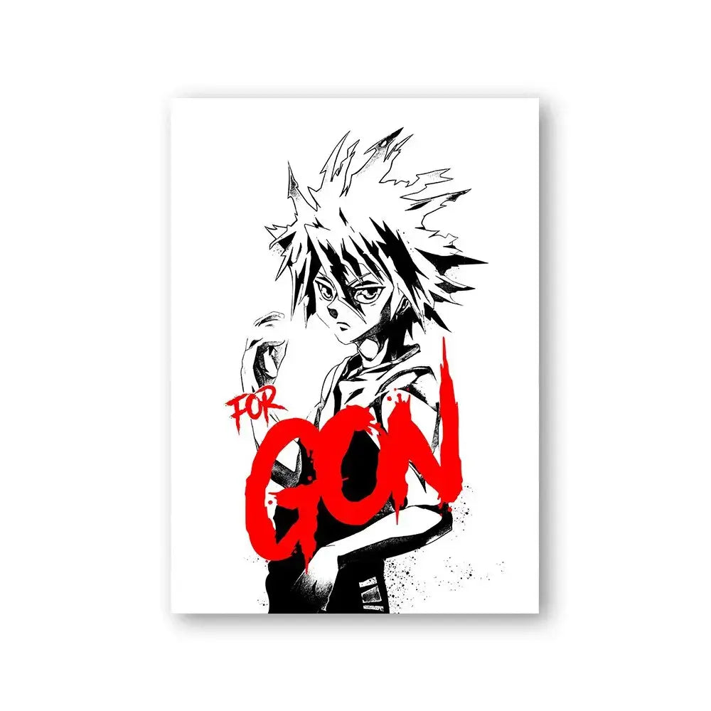 A retro style Hunter x Hunter Anime Poster printed on high-quality canvas featuring Gon and Killua, ideal for home decor and kids' bedrooms.