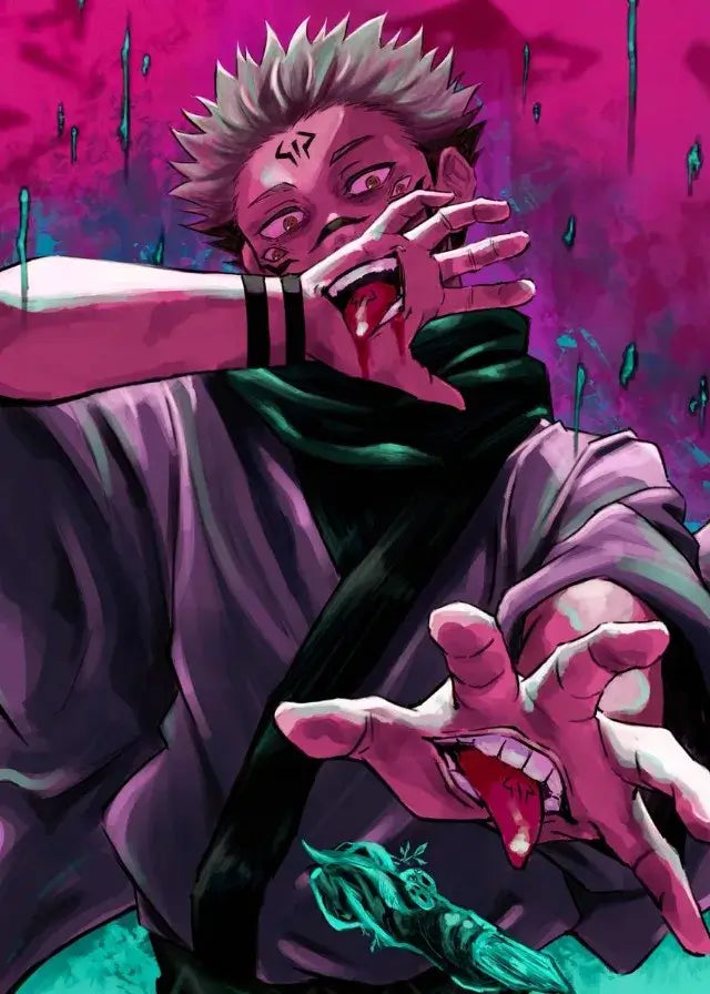 A high-definition Jujutsu Kaisen Poster printed on canvas, featuring a comic-style illustration of Gojo Satoru and Ryomen Sukuna for home wall decoration.