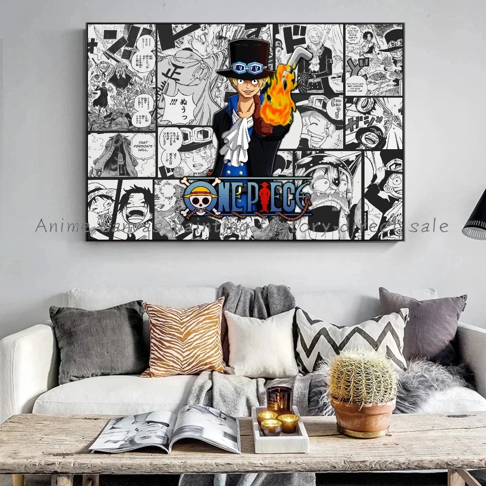 A high-definition One Piece Luffy Zoro Poster printed on canvas, displaying the anime characters Monkey D. Luffy and Roronoa Zoro for wall decoration.