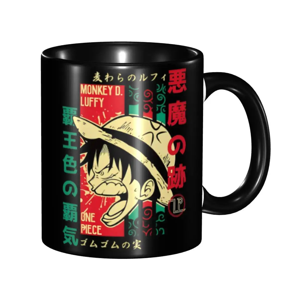 A colorful Kid's Luffy One Piece Mug featuring cute cartoon anime art, designed as a durable water cup gift for girls and boys.