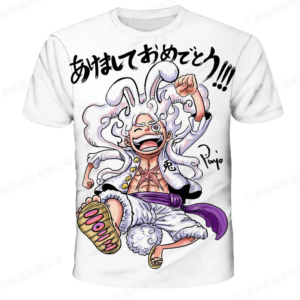 A fashion kid's One Piece Luffy T Shirt, a summer short sleeve top for boys.