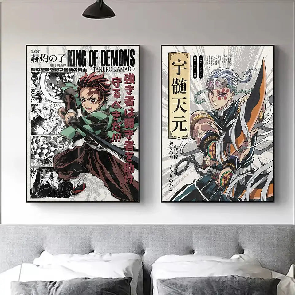 High-quality Demon Slayer Infinity Castle Poster printed on durable canvas, featuring the 2025 Movie Arc and Hashira battle wall art.