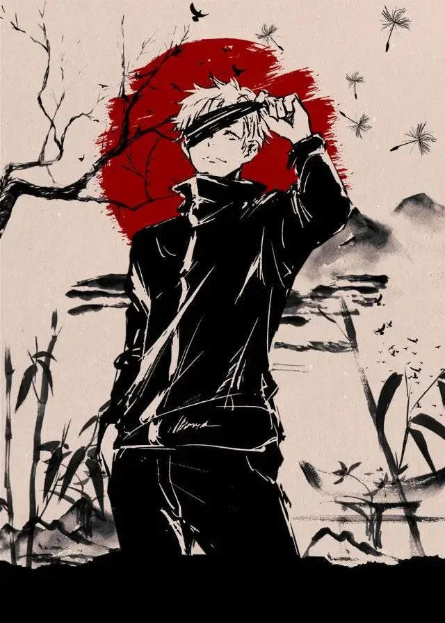 A high-definition Jujutsu Kaisen Poster printed on canvas, featuring a comic-style illustration of Gojo Satoru and Ryomen Sukuna for home wall decoration.