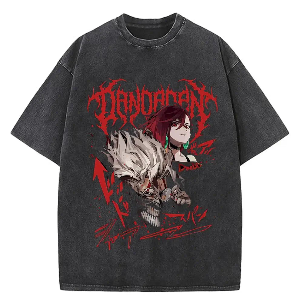 A high-quality cotton men's Dandadan Okarun T-shirt with a Japanese anime cartoon print and aesthetic fashion design.