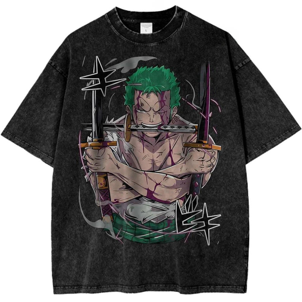 A new 2025 ONE PIECE Roronoa Zoro Shirt, an anime retro t-shirt with a designer illustration pattern.