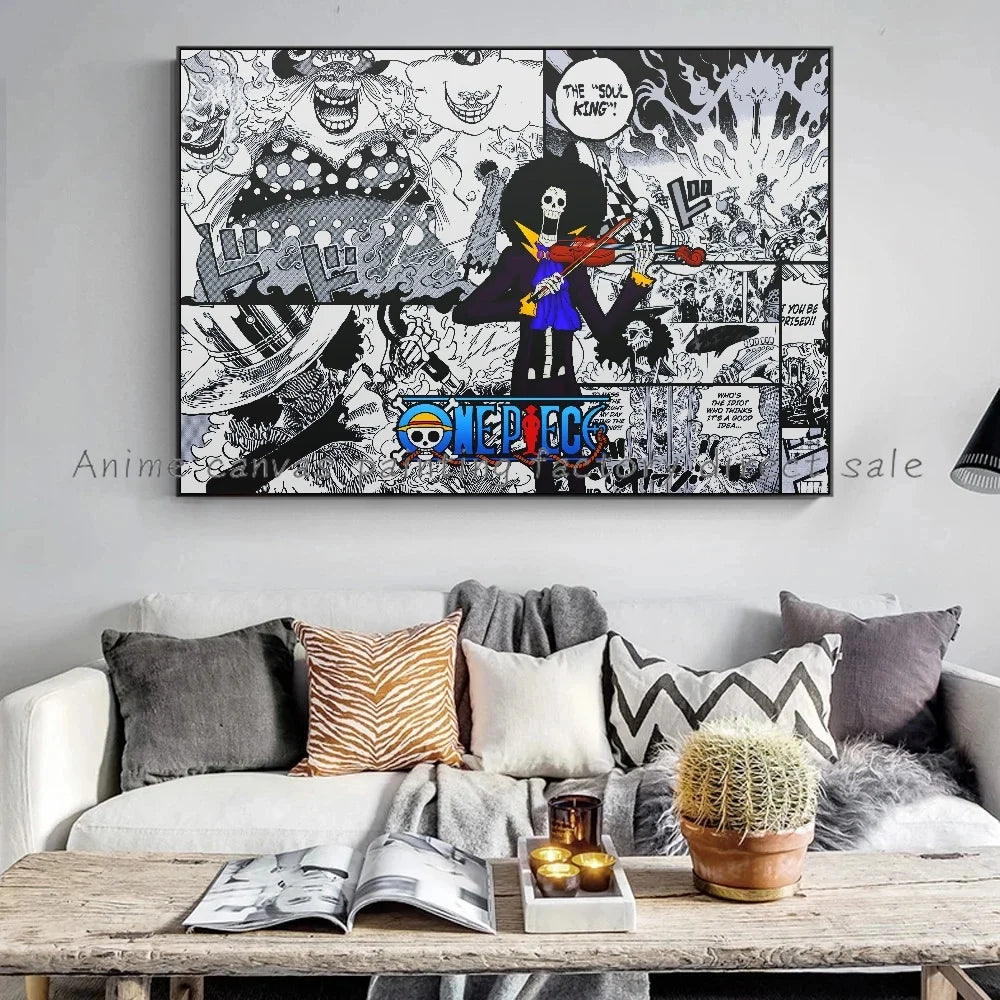A high-definition One Piece Luffy Zoro Poster printed on canvas, displaying the anime characters Monkey D. Luffy and Roronoa Zoro for wall decoration.