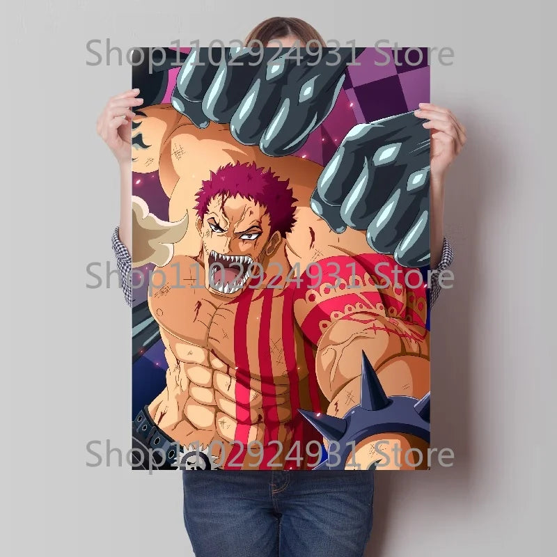 A colorful creative One Piece Luffy Zoro Poster printed on high-definition canvas, displayed as modern home wall art decoration.