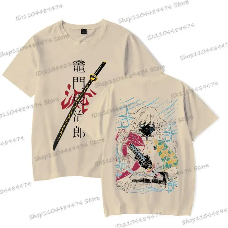 A unisex Tanjiro Kamado T-shirt featuring vibrant Demon Slayer anime graphics, styled as fashion streetwear for men and women.