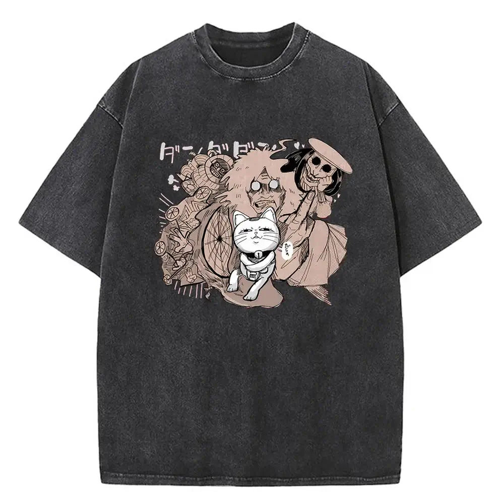 A high-quality cotton men's Dandadan Okarun T-shirt with a Japanese anime cartoon print and aesthetic fashion design.