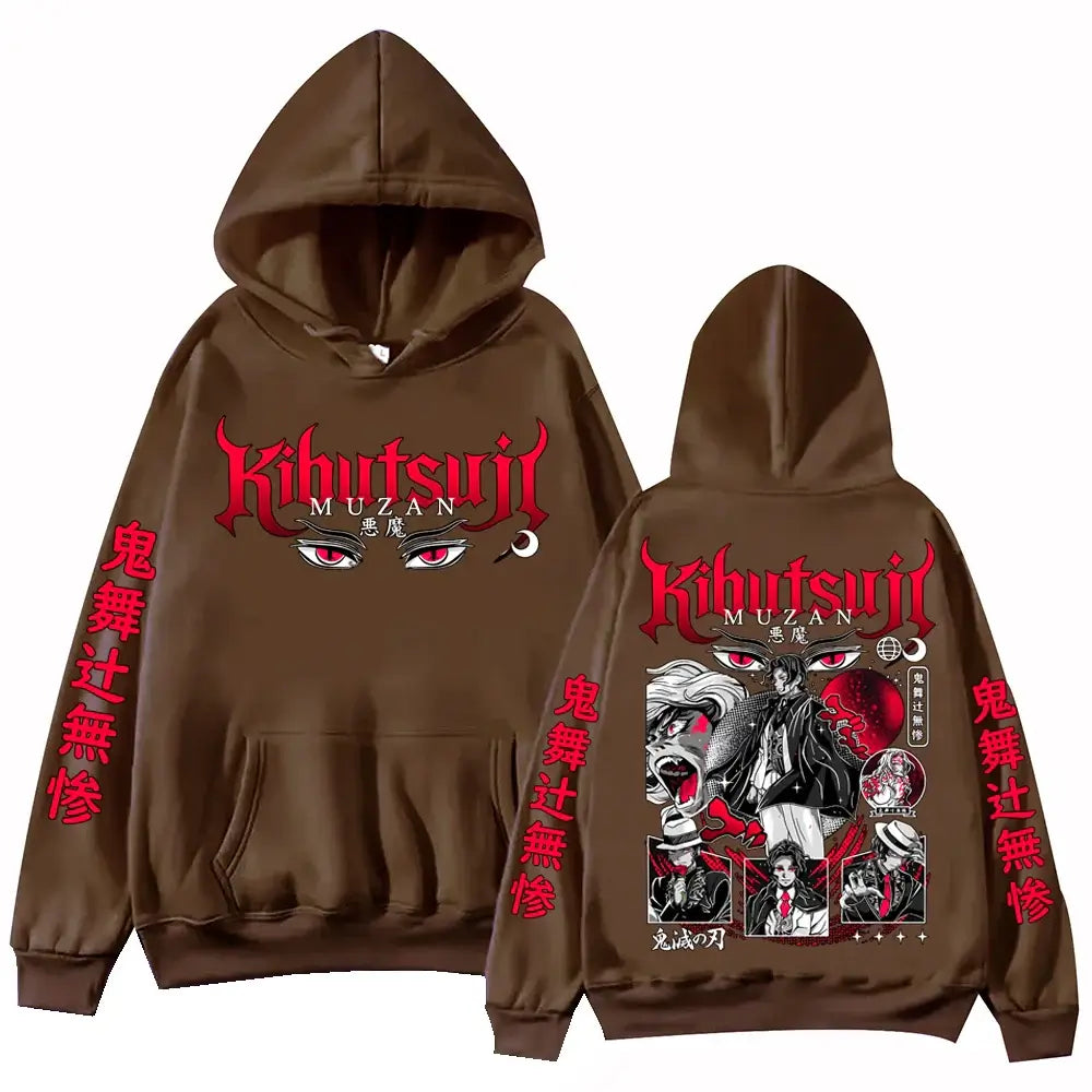 A Harajuku hip hop Anime Demon Slayer Muzan Kibutsuji Hoodie, designed as a pullover tops sweatshirt gift.