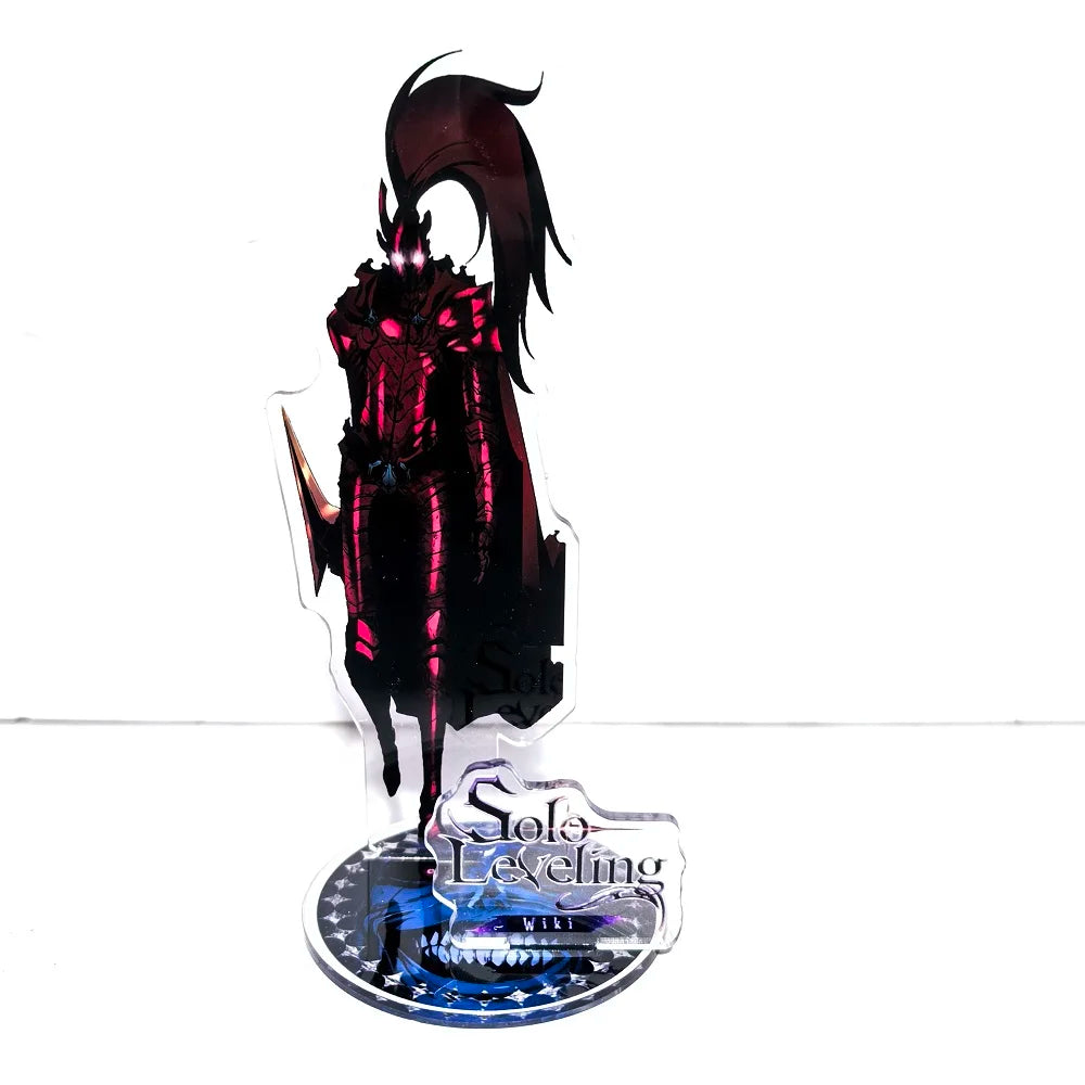 A high-definition 15cm Solo Leveling Acrylic Stand featuring Sung Jinwoo, Sung Jin Ah, and Yoo Jin Ho anime action figures for desk decoration.