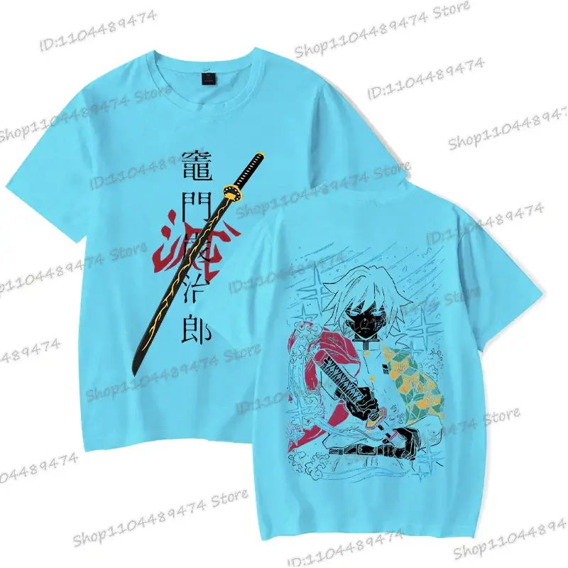 A unisex Tanjiro Kamado T-shirt featuring vibrant Demon Slayer anime graphics, styled as fashion streetwear for men and women.
