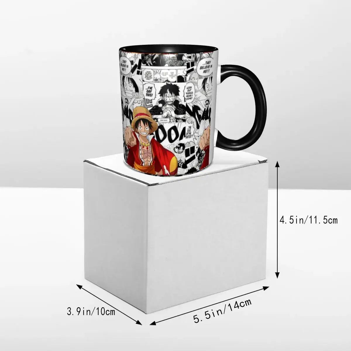 A colorful Kid's Luffy One Piece Mug featuring cute cartoon anime art, designed as a durable water cup gift for girls and boys.