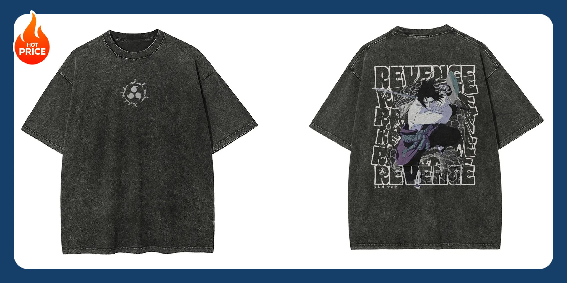 A vintage-style Naruto Washed T-Shirt made of premium distressed cotton, featuring a retro Japanese anime graphic for summer streetwear.