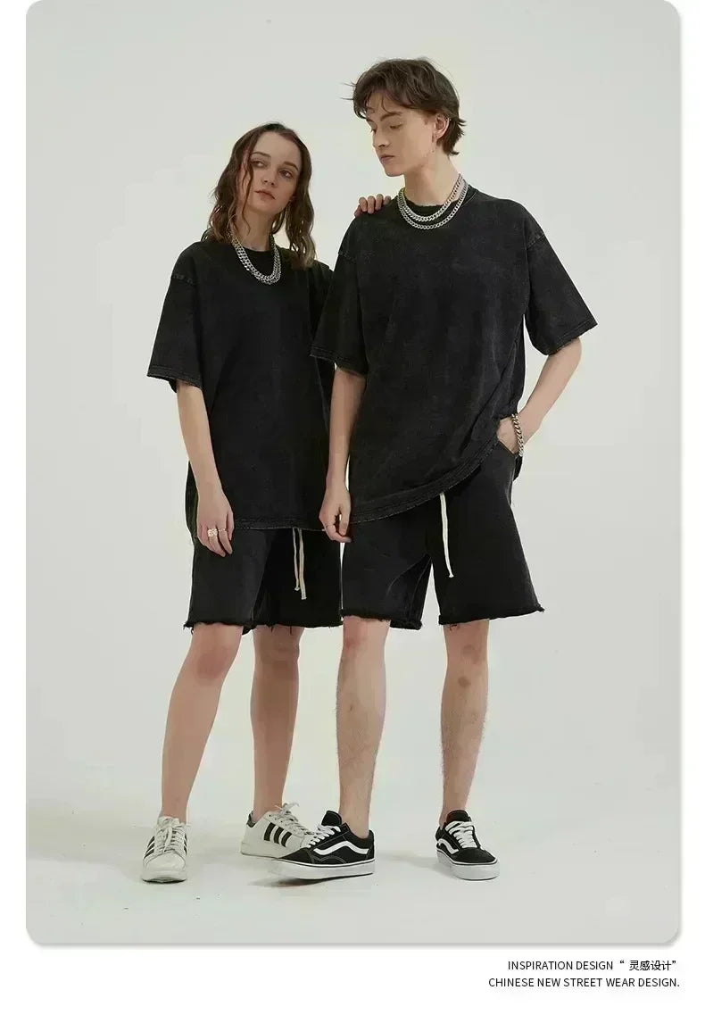 Men's vintage Naruto Rock Lee Streetwear T Shirt in a washed black style, featuring an anime graphic of the taijutsu master.