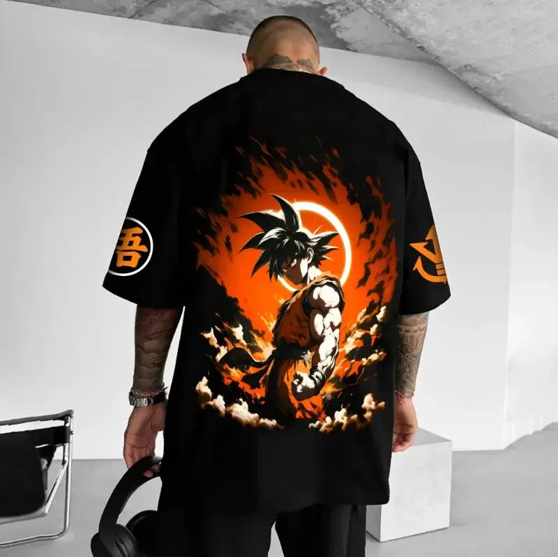A high-street fashion Dragon Ball Goku T-Shirt featuring a classic hot-blooded anime portrait, made of soft cotton for men and women.