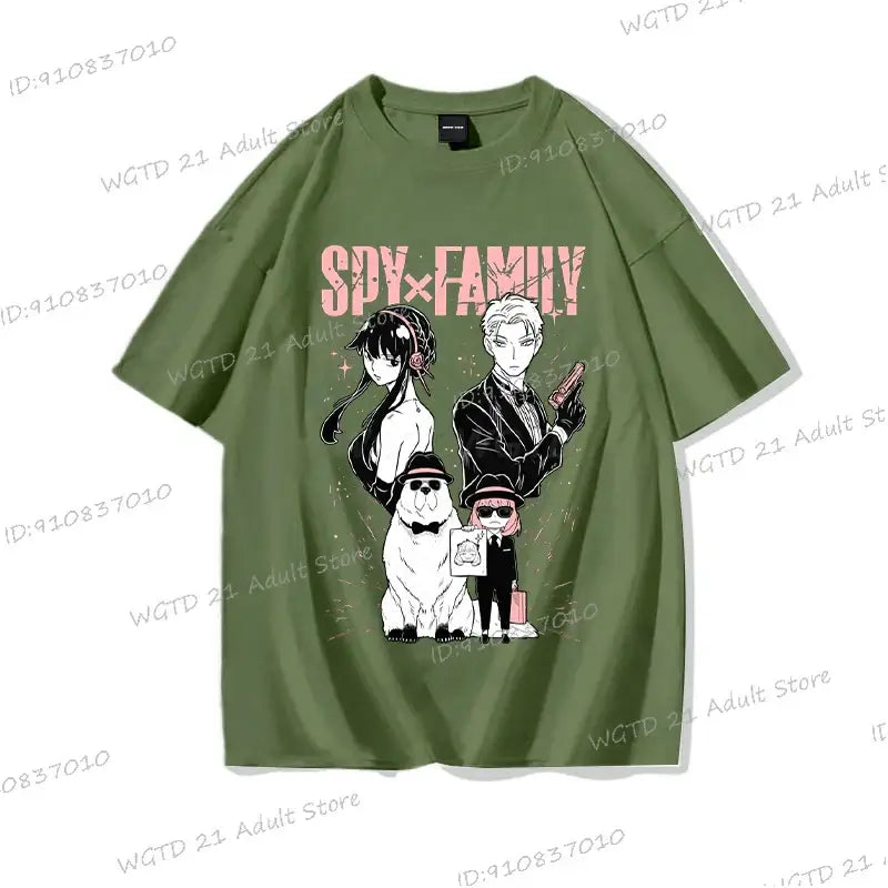 A cute Anya Forger T-shirt made of soft cotton, featuring a Harajuku style Spy x Family print for men and women.