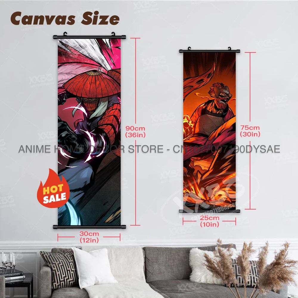 High-quality Uzumaki Naruto Posters wall art scroll featuring Sasuke Uchiha, Madara, and Might Guy for anime home decor.
