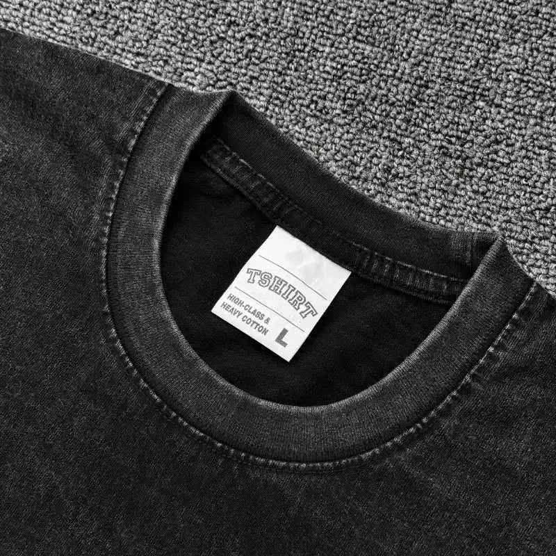 A popular Washed Vintage Akaza T-shirt with a Demon Slayer manga graphic in an oversized style for men.