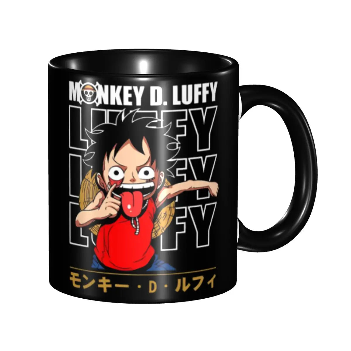 A cute Monkey D. Luffy Gear Fifth Mug featuring the Sun God Nika anime character, designed as a durable water cup gift for kids.