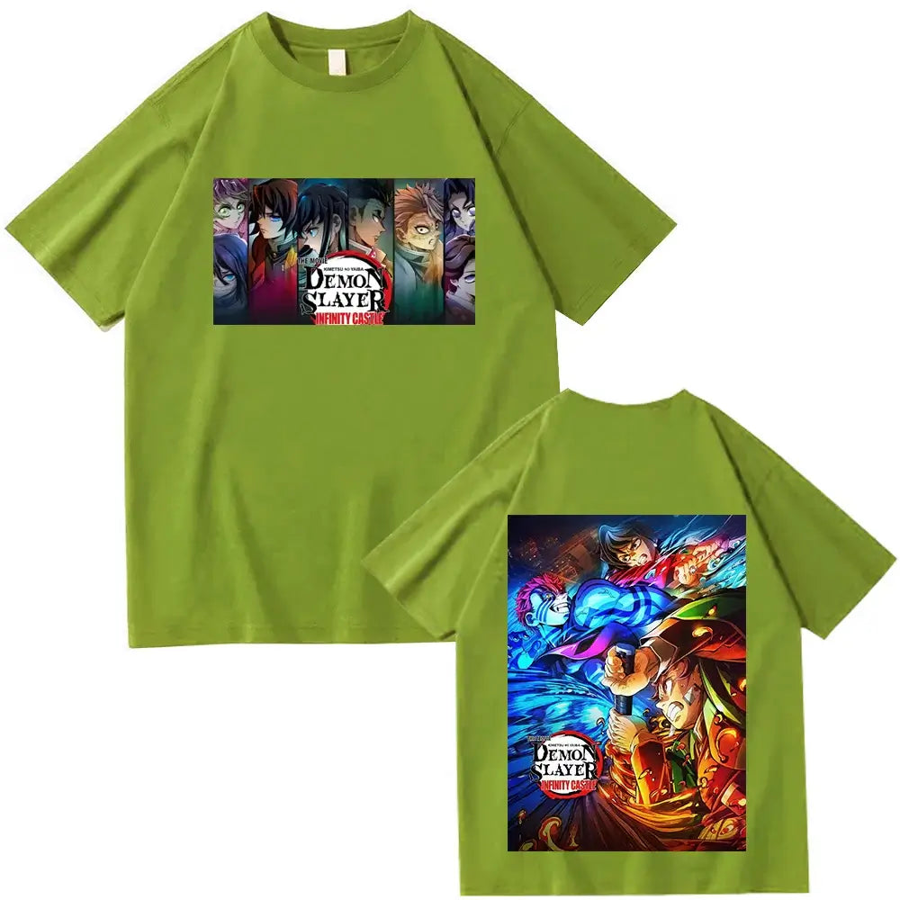 A unisex Anime Demon Slayer Infinity Castle T-Shirt in a Harajuku crewneck style, perfect as a fan gift.