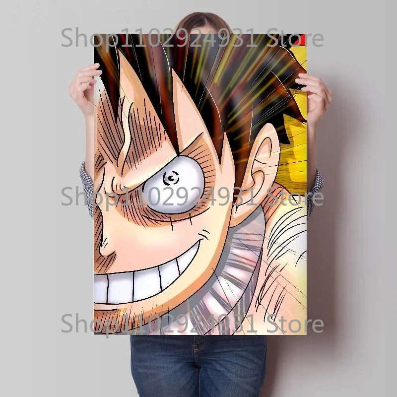 A colorful creative One Piece Luffy Zoro Poster printed on high-definition canvas, displayed as modern home wall art decoration.