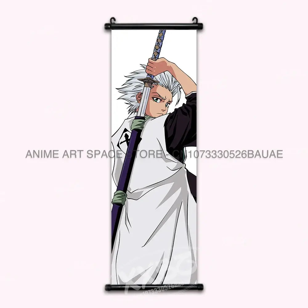 High-quality Bleach Anime Posters Japanese hanging scroll featuring Kurosaki Ichigo and Kuchiki Rukia printed on durable canvas for home decor.