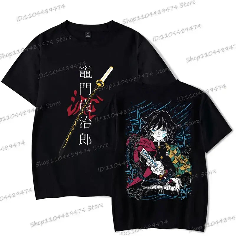 A unisex Tanjiro Kamado T-shirt featuring vibrant Demon Slayer anime graphics, styled as fashion streetwear for men and women.