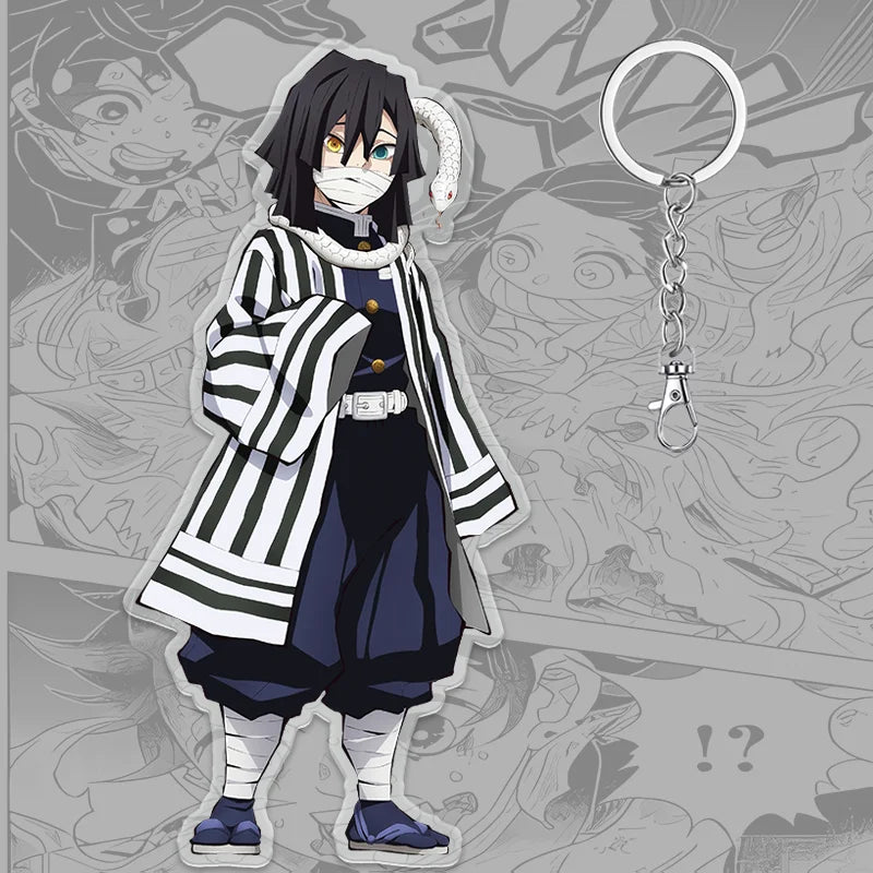 A 6cm Demon Slayer Keychain made of acrylic featuring a cute Tanjiro Kamado anime character, used as a bag pendant or key ring.