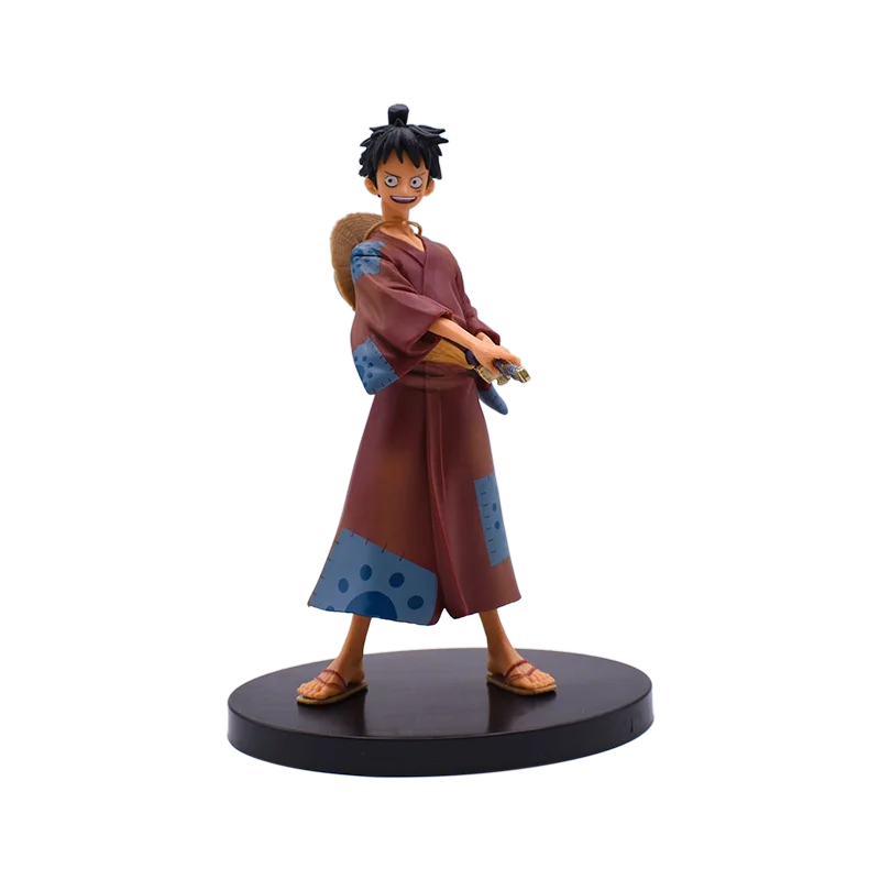 A detailed One Piece 17cm Anime Figure statue featuring Monkey D. Luffy, Roronoa Zoro, and Yamato for collection and desktop display.