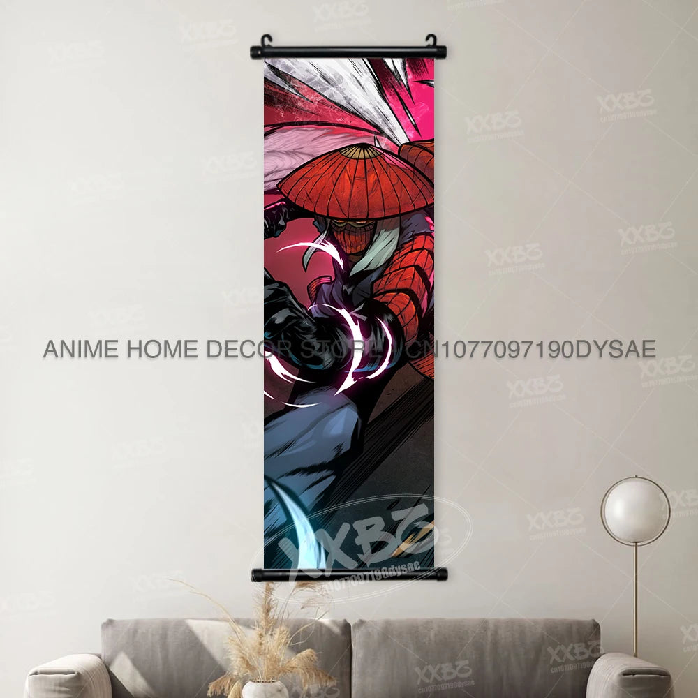 High-quality Uzumaki Naruto Posters wall art scroll featuring Sasuke Uchiha, Madara, and Might Guy for anime home decor.