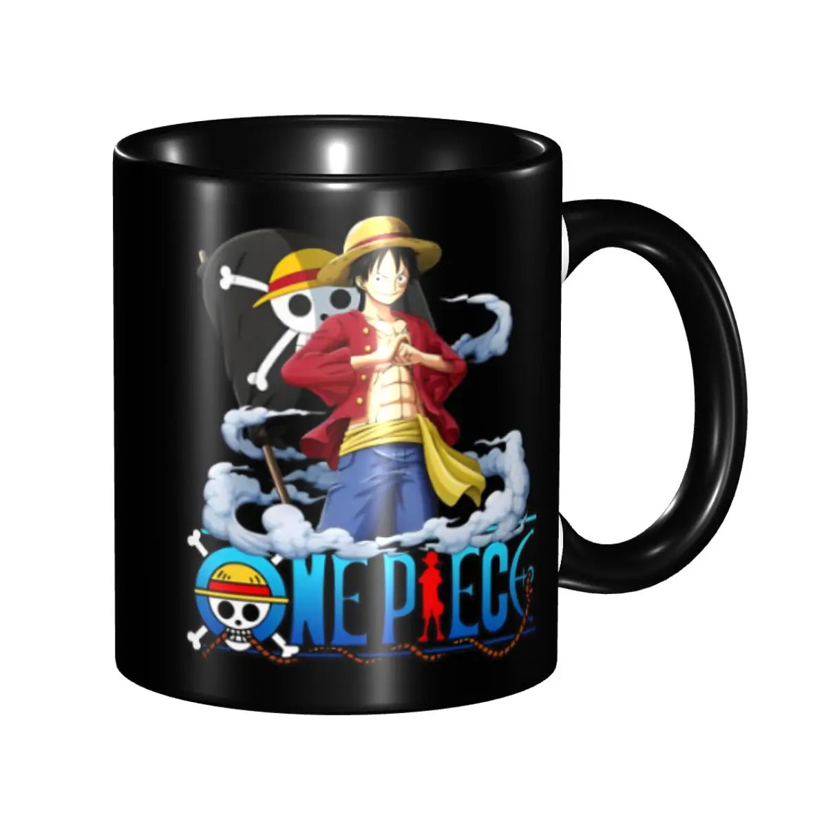 A cute Monkey D. Luffy Gear Fifth Mug featuring the Sun God Nika anime character, designed as a durable water cup gift for kids.