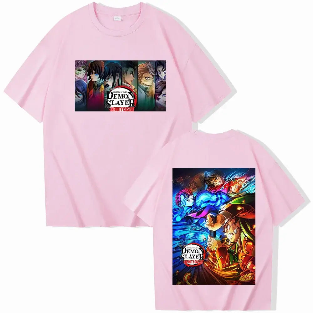 A unisex Anime Demon Slayer Infinity Castle T-Shirt in a Harajuku crewneck style, perfect as a fan gift.