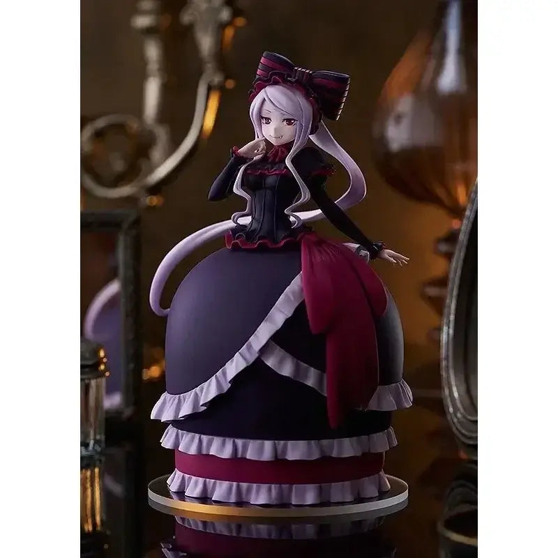 In-stock GSC POP UP PARADE OVERLORD IV anime action figures of Albedo in a black full dress and Shalltear Bloodfallen.