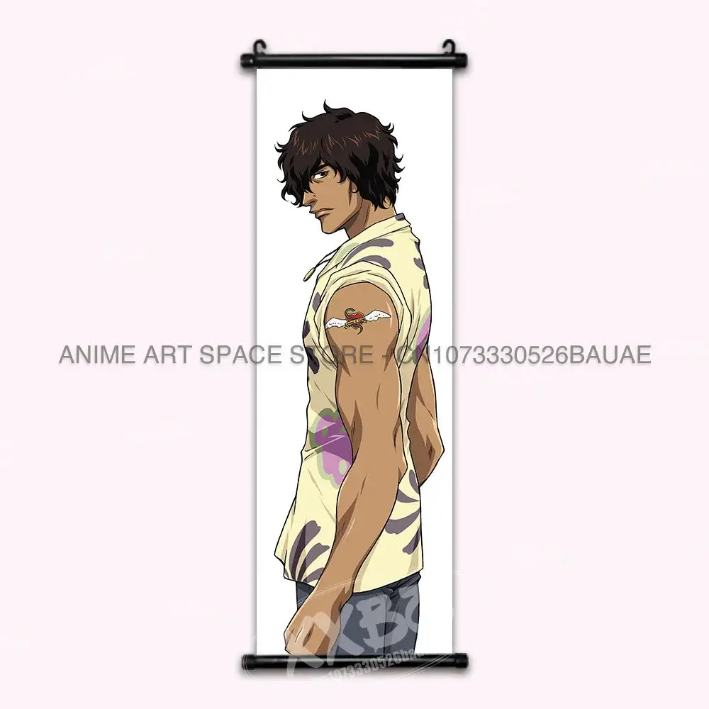 High-quality Bleach Anime Posters Japanese hanging scroll featuring Kurosaki Ichigo and Kuchiki Rukia printed on durable canvas for home decor.