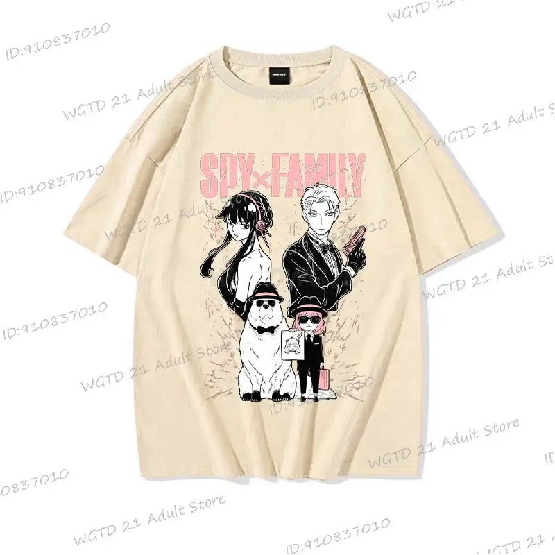 A cute Anya Forger T-shirt made of soft cotton, featuring a Harajuku style Spy x Family print for men and women.