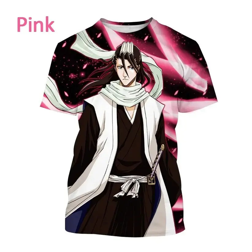 A 3D printed Ichigo Kurosaki T-shirt featuring a cool Japanese anime graphic, loose fit summer fashion for men and women.