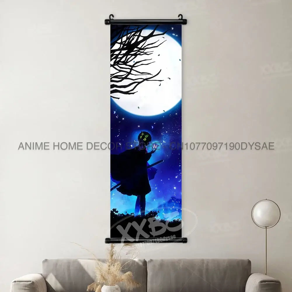 High-quality Demon Slayer Posters wall art scrolls featuring Hashira Kanroji Mitsuri, Iguro Obanai, and Tokitou Muichirou for home decor.