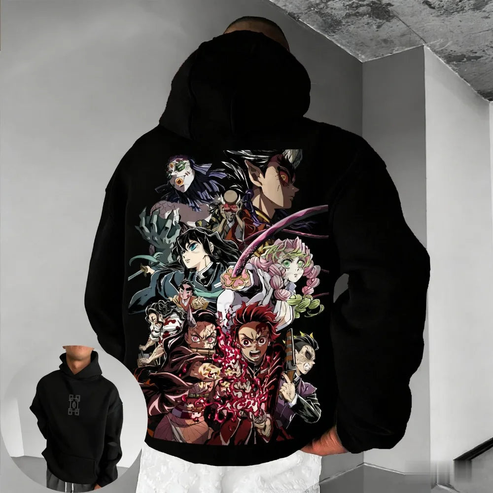 Muichiro Tokito Hoodie: Demon Slayer Large Fleece Jacket