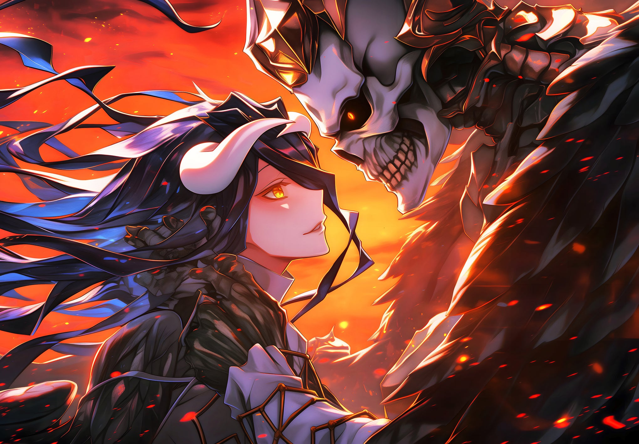 Stunning Digital Art of Ainz Ooal Gown and Albedo from Overlord | Infinite Visibility