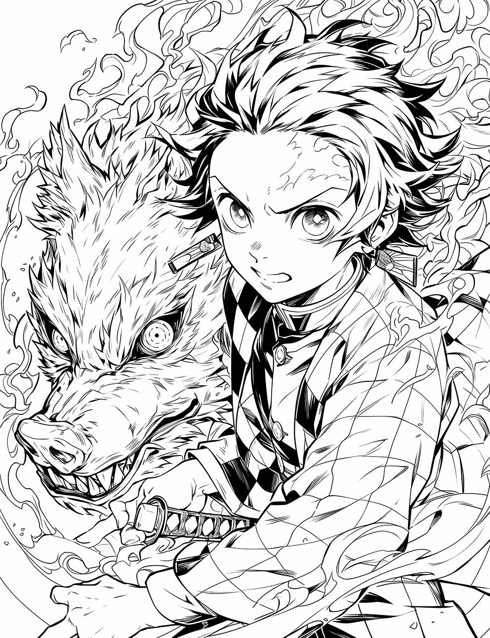 Tanjiro Kamado Coloring Page – Unleash Your Inner Artist with Demon Slayer's Hero