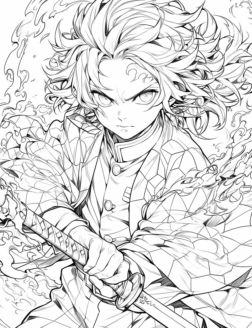 Tanjiro Kamado: The Sword of Resolve Coloring Page