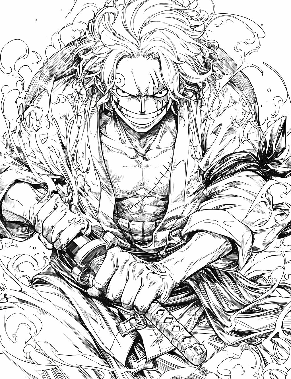 Unleash Creativity: Dynamic Samurai-Inspired Warrior Coloring Page