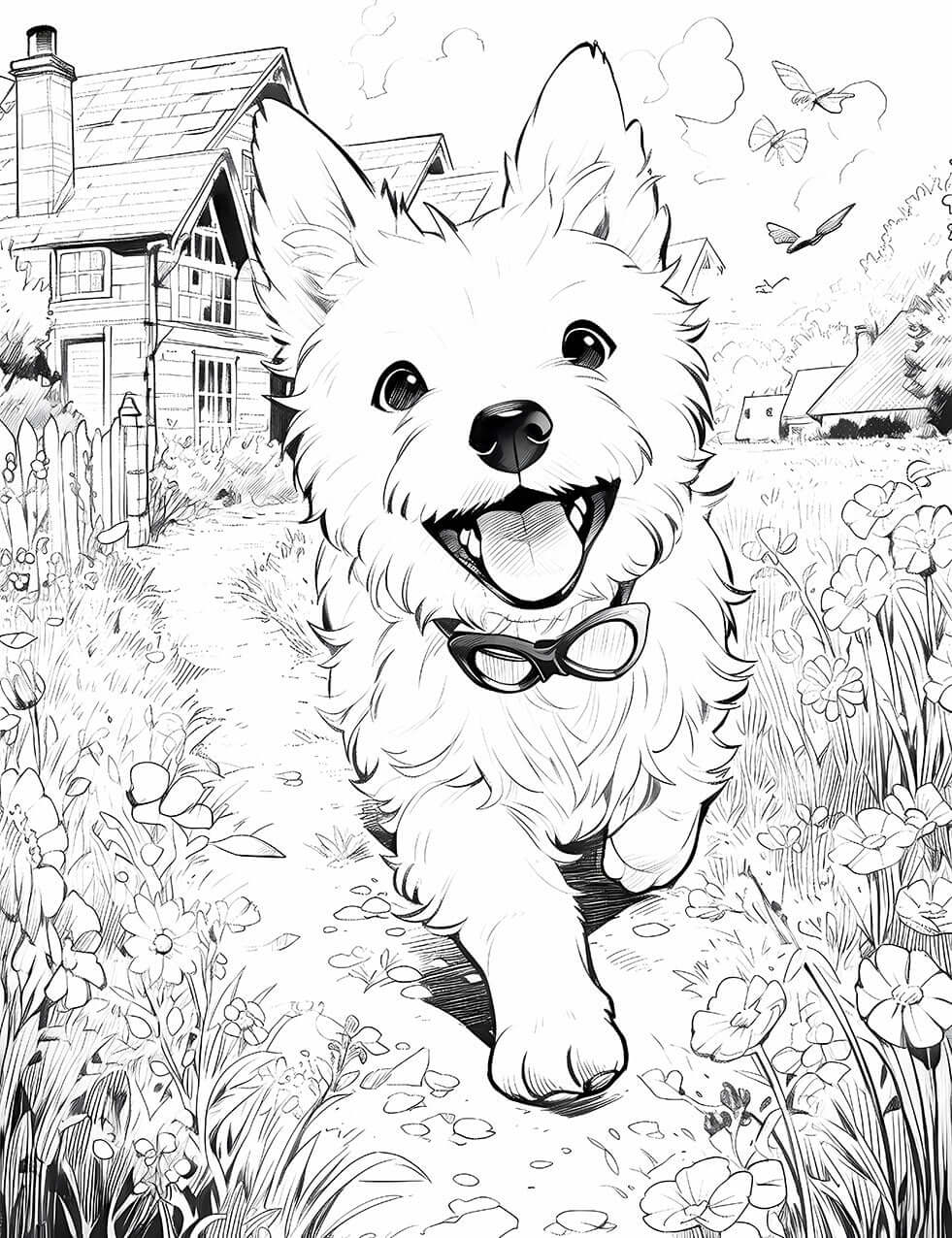 Unleash Your Inner Artist: Free Playful Puppy Coloring Page! 🐶🎨🏡